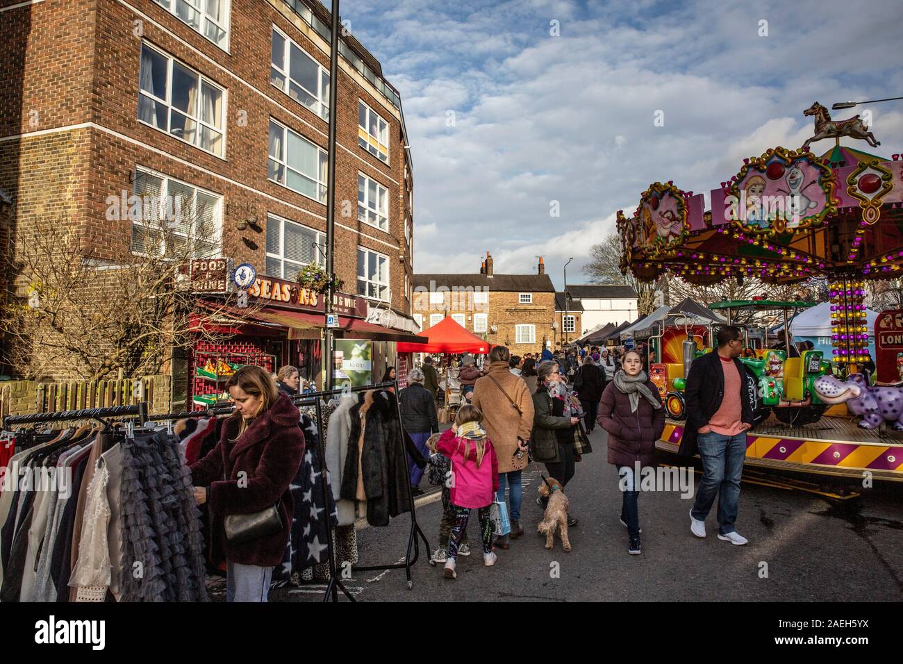 Wimbledon Village Christmas Fair, people visit the special Christmas
