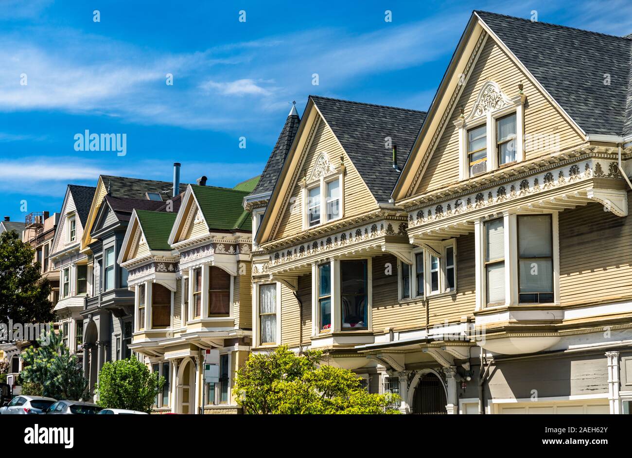 Traditional Victorian houses in San Francisco, California Stock Photo