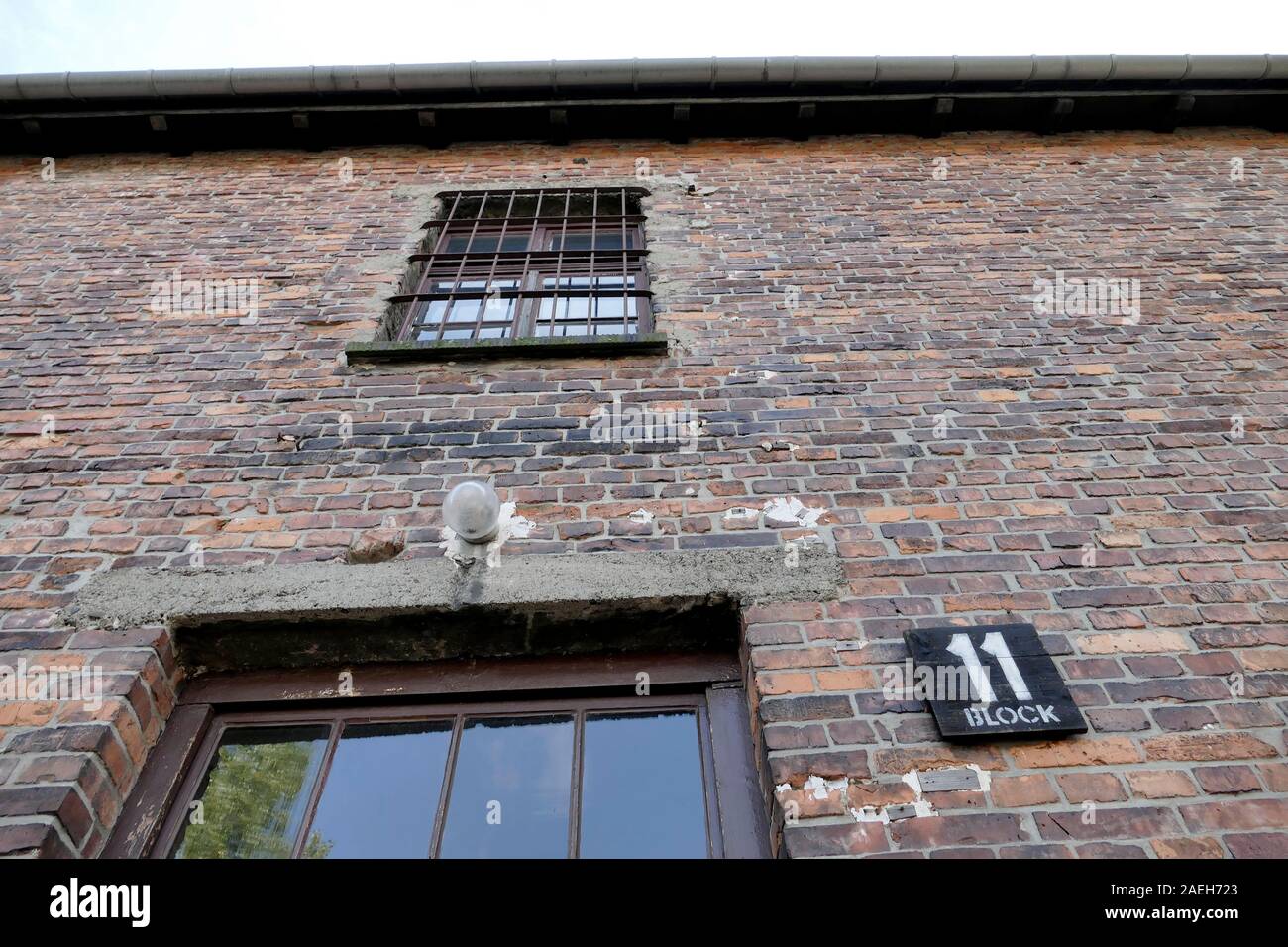 Block 11 was a punishment, torture and execution prison inside Auschwitz I Concentration Camp Poland - Konzentrationslager Auschwitz. A former Polish Stock Photo