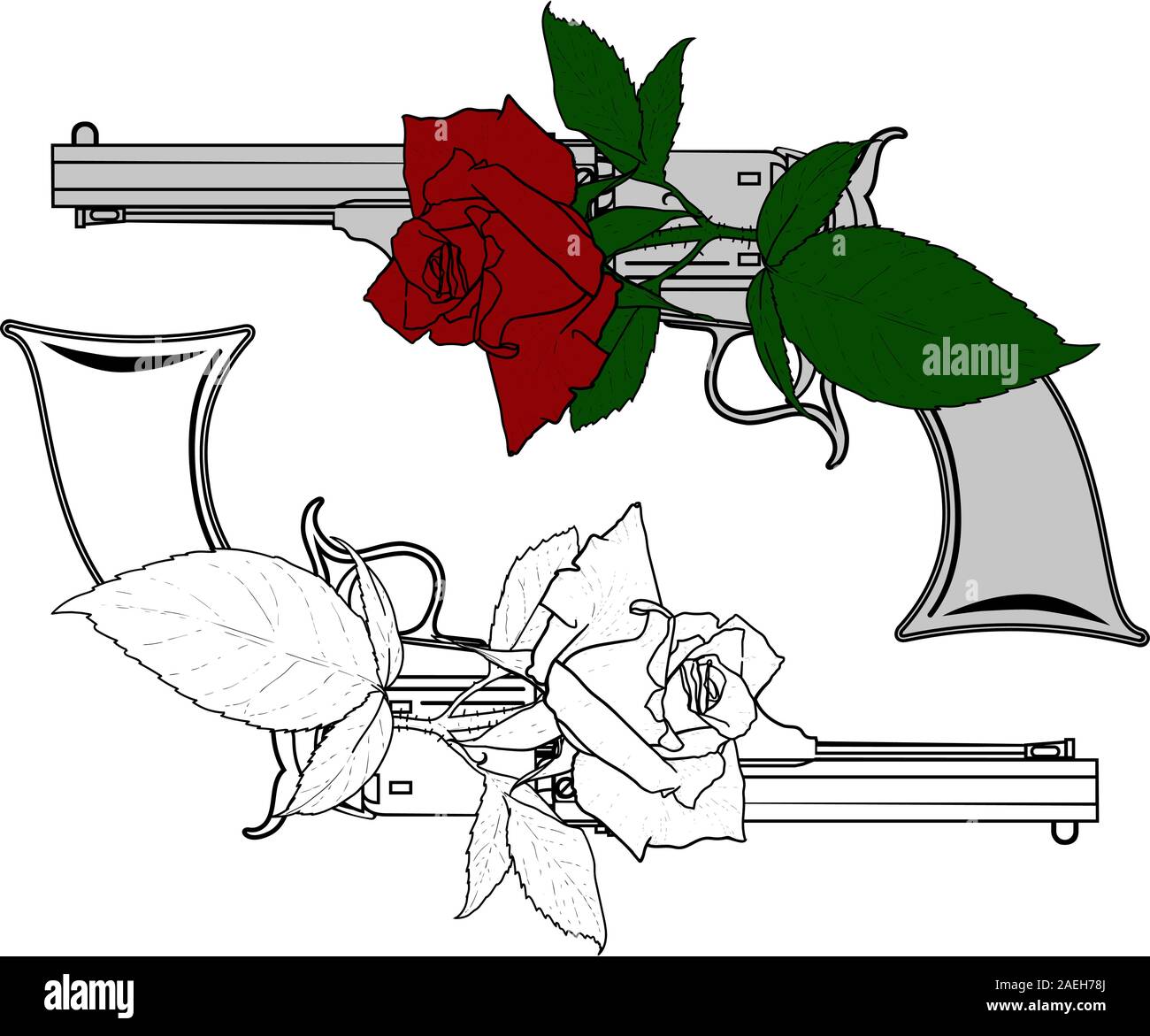 colt and rose Stock Vector