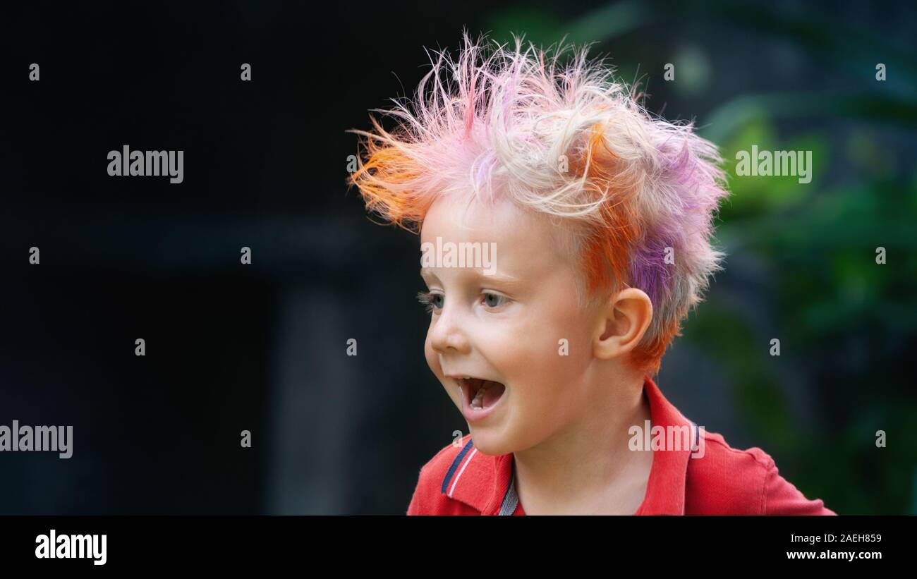 Funny Portrait Of Boy With Messy Hairstyle Crazy Hipster