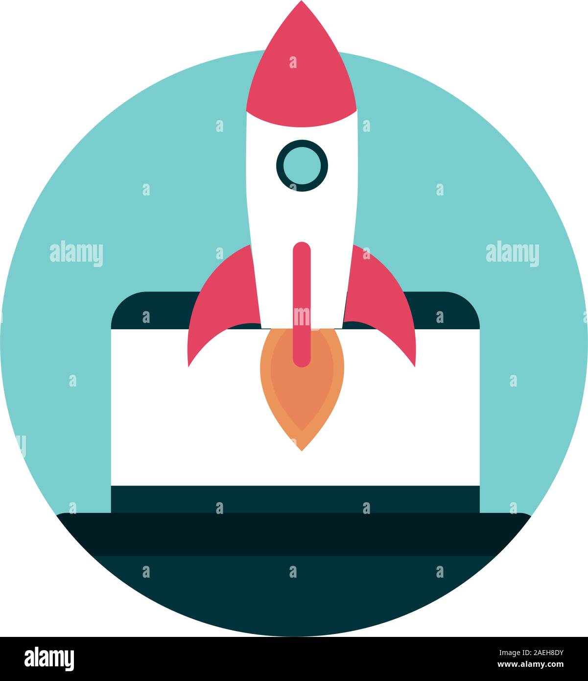 digital marketing computer rocket startup vector illustration Stock ...