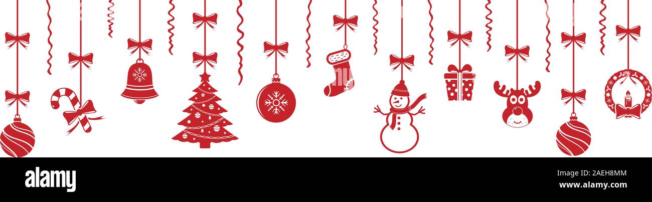 Christmas hanging ornaments background Stock Vector