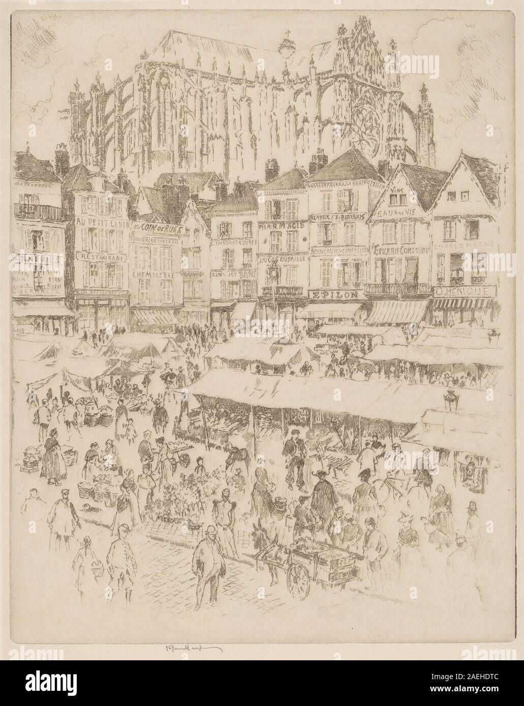 Joseph Pennell, La Place, Beauvais, 1907 La Place, Beauvais; 1907date