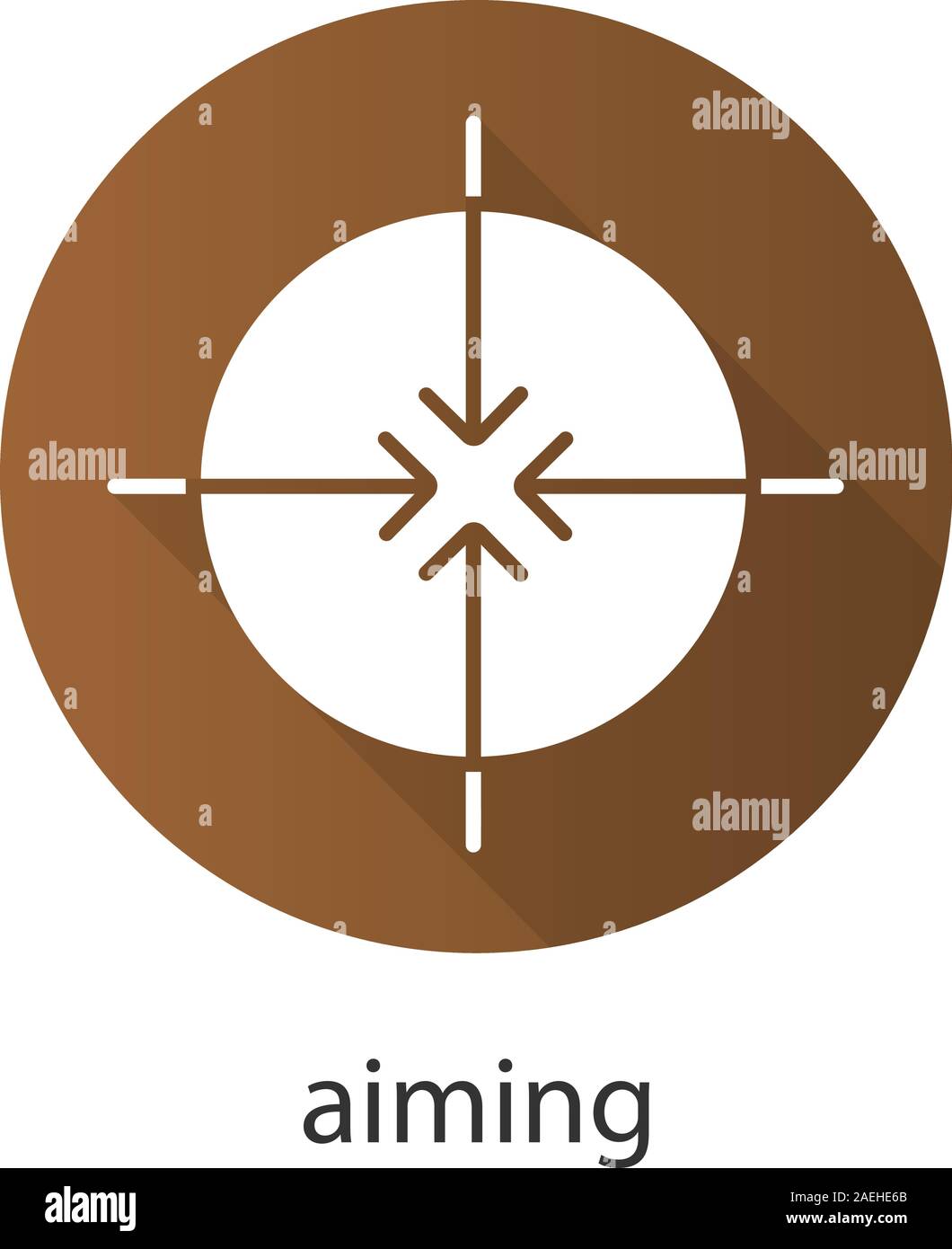 Aiming flat design long shadow icon. All direction arrows. Vector silhouette symbol Stock Vector