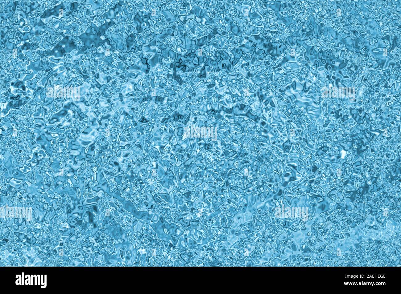 Ripples from Rain Droplets Falling on Water Surface.  Abstract Blue Waves Background, summer , pool, ocean Stock Photo