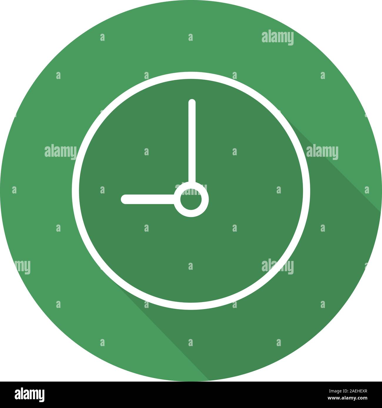 Clock flat linear long shadow icon. Time. Vector line symbol Stock Vector