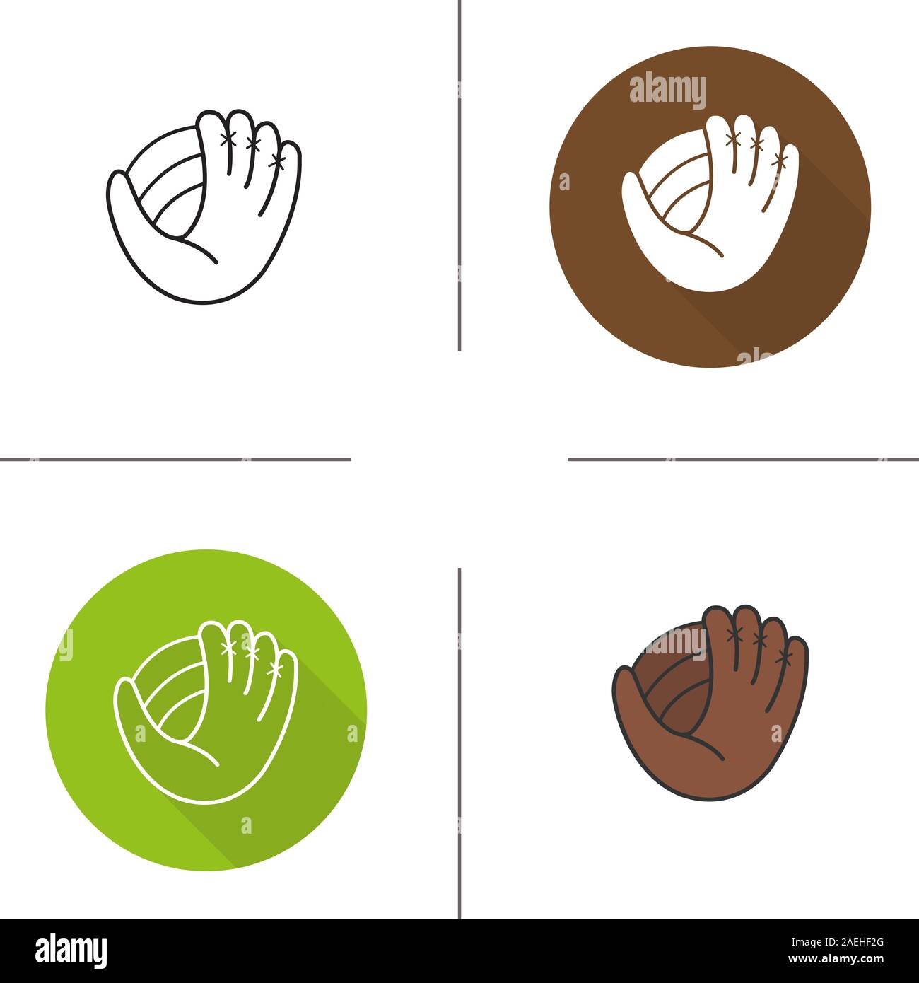 Baseball glove icon. Flat design, linear and color styles. Softball