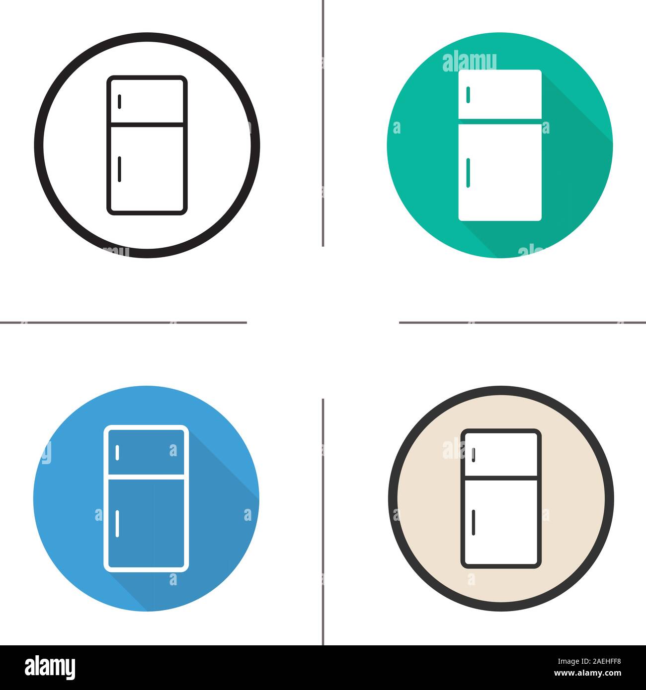 Fridge icon. Flat design, linear and color styles. Refrigerator ...