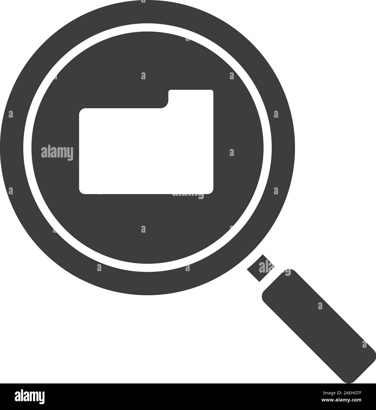 Folder search glyph icon. Silhouette symbol. Magnifying glass. Negative ...