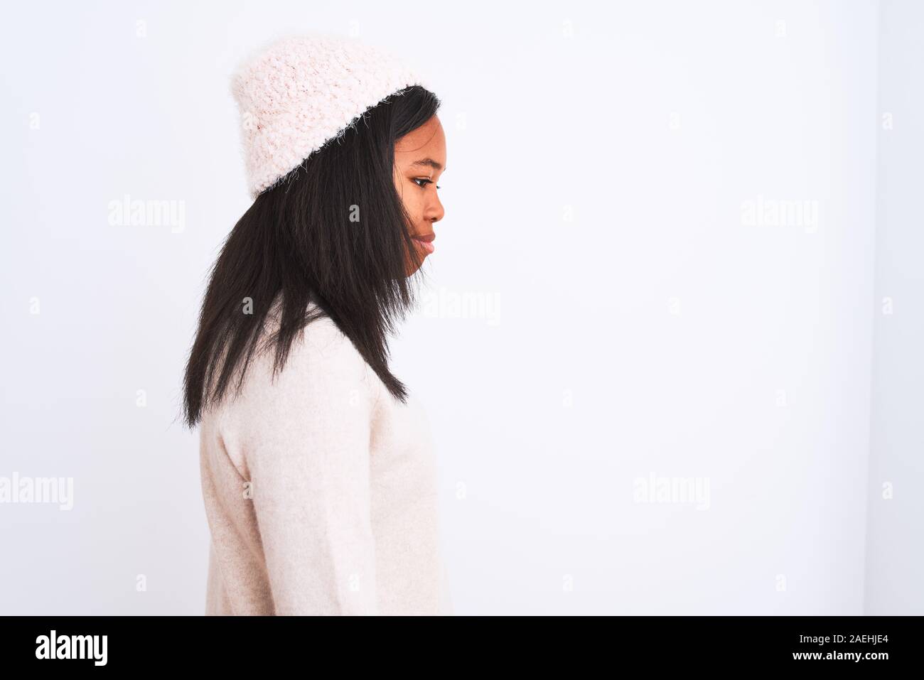 Beautiful Young African American Woman Wearing Turtleneck Sweater