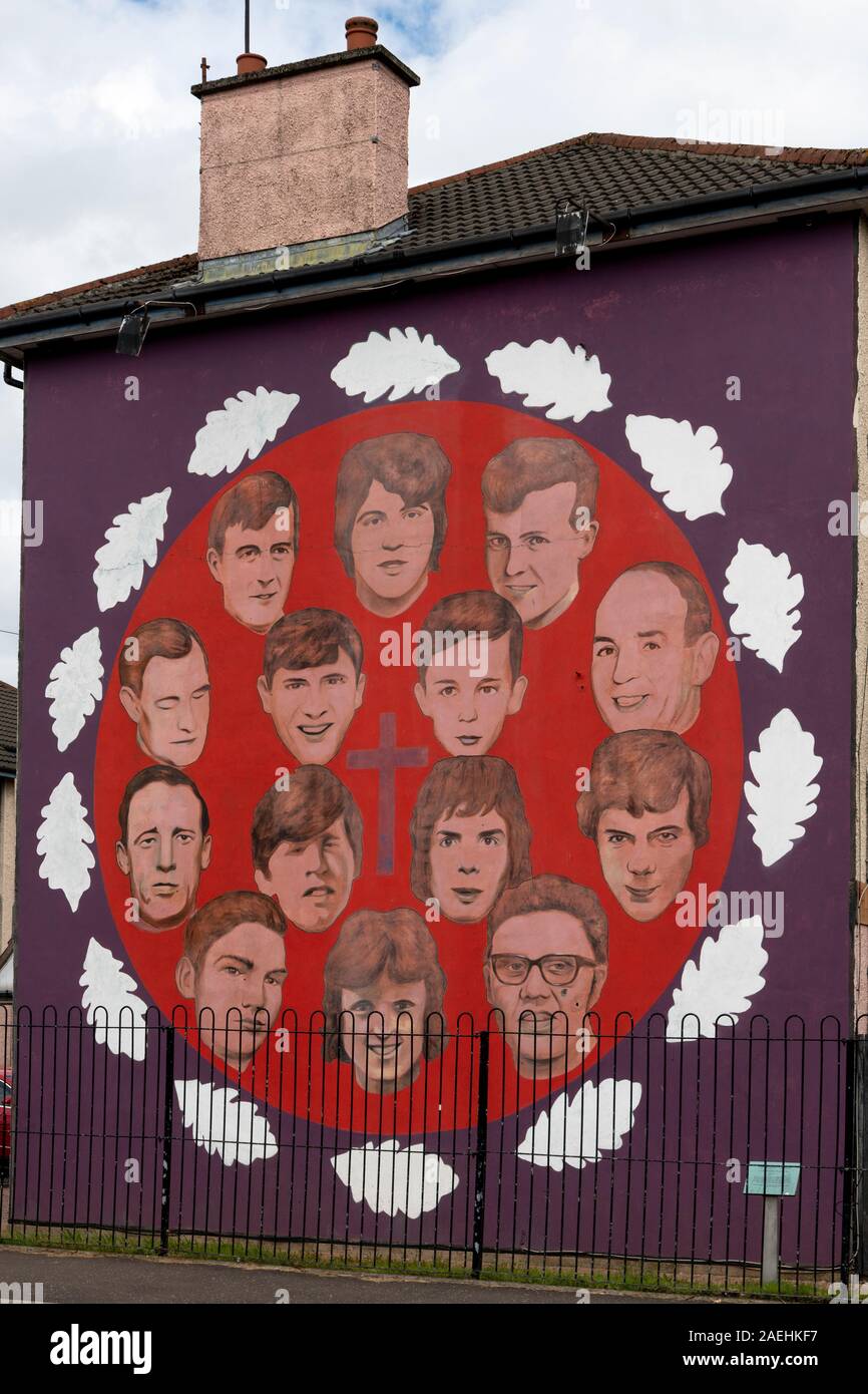 Bloody Sunday - Painting depicting people killed by the British Army on the 30 January 1972, Free Derry, Londonderry, Northern Ireland, Unite Stock Photo