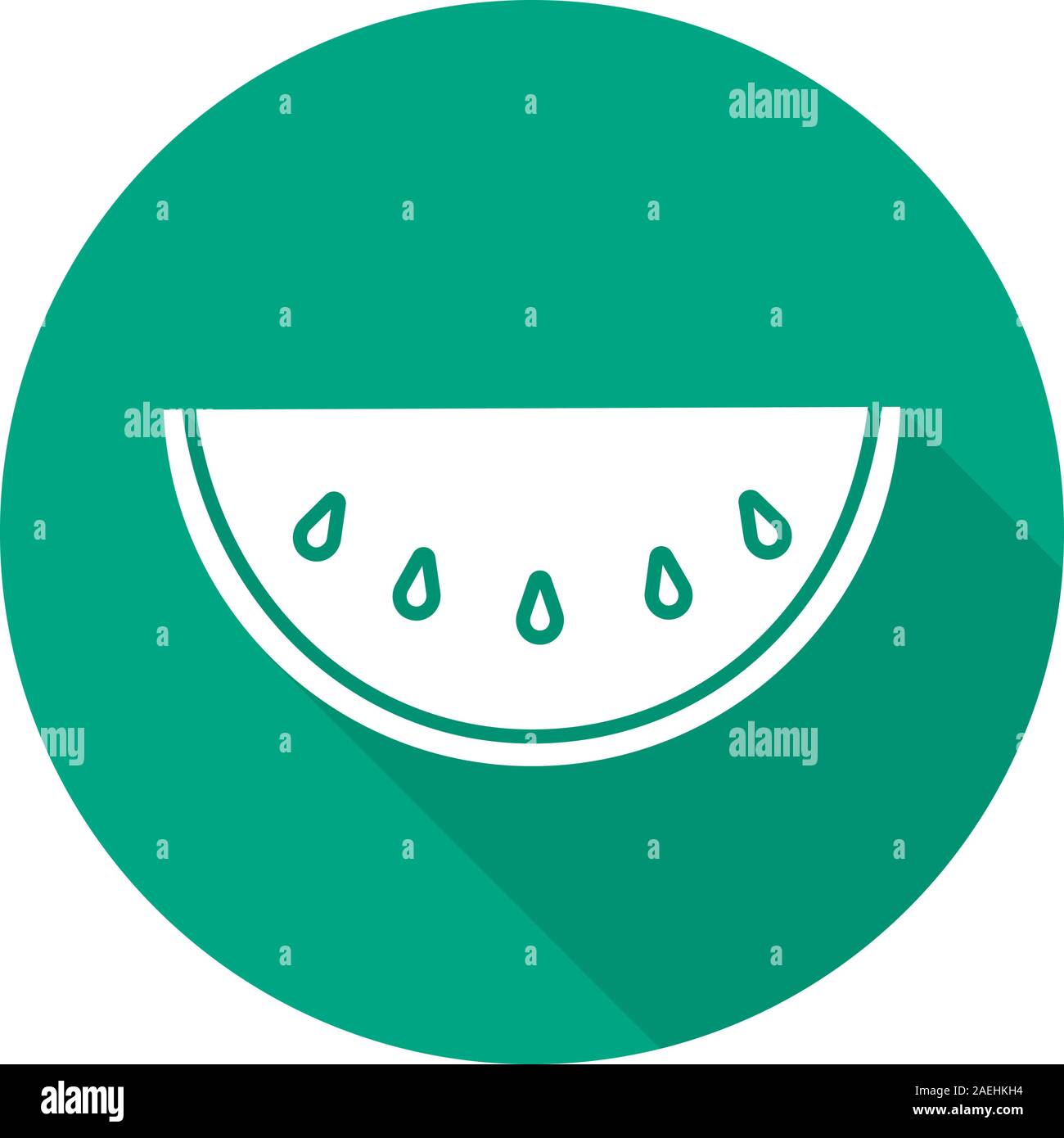 Watermelon slice flat design long shadow icon. Vector silhouette symbol ...