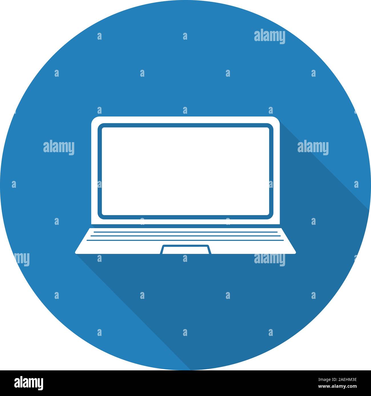 Laptop flat design long shadow icon. Notebook. Vector silhouette symbol Stock Vector