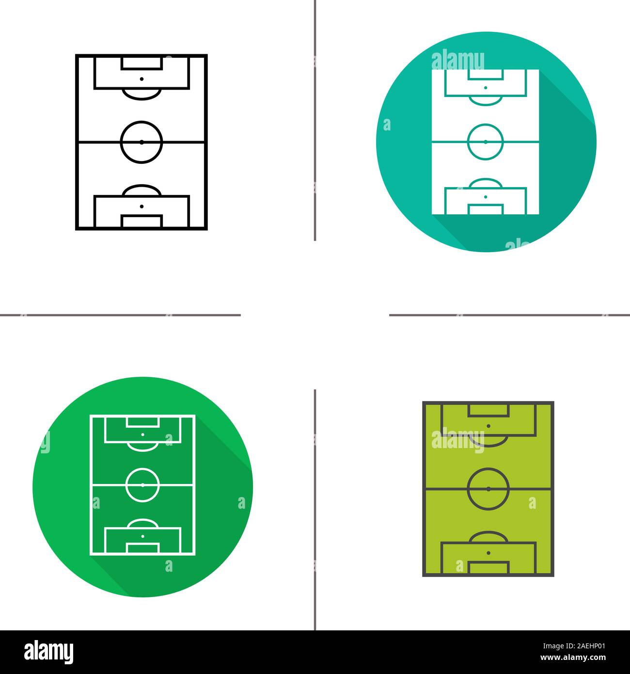 Soccer field icon. Flat design, linear and color styles. Football field ...
