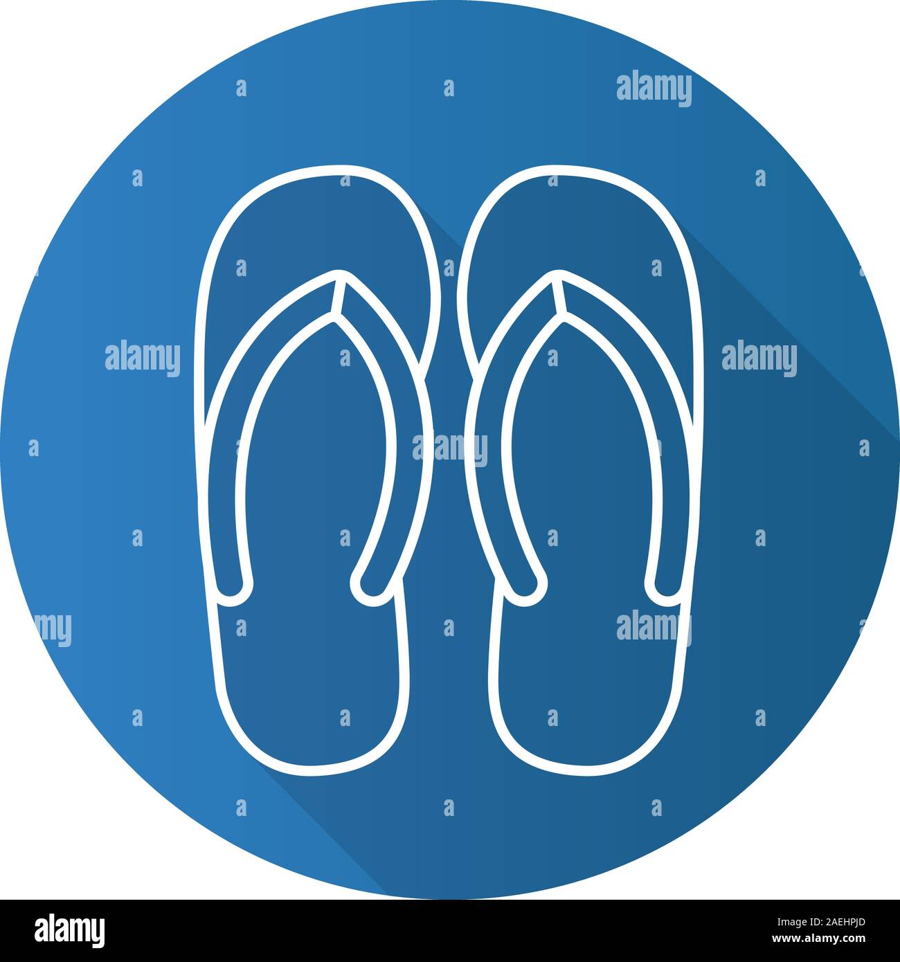 Flip flops flat linear long shadow icon. Summer slippers. Vector line ...