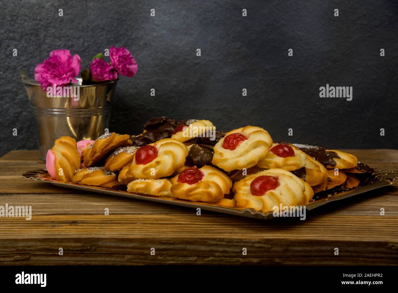 tea pastes on a wooden table Stock Photo