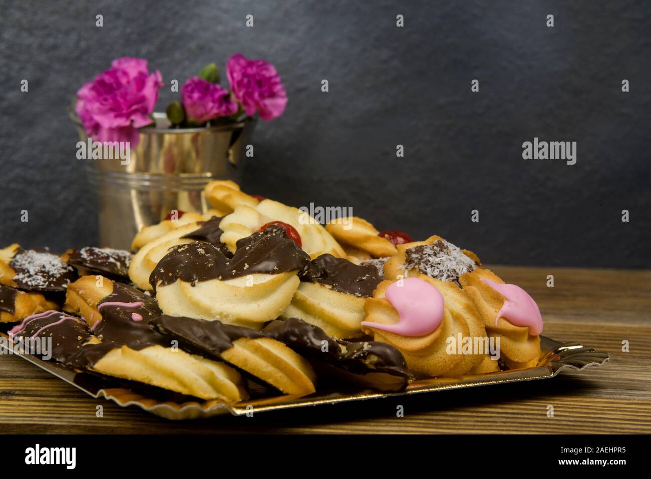 tea pastes on a wooden table Stock Photo