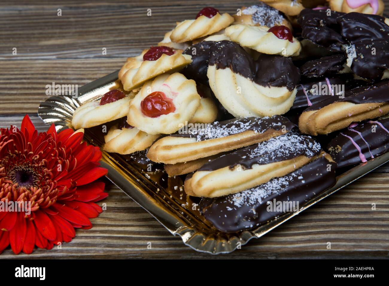 tea pastes on a wooden table Stock Photo