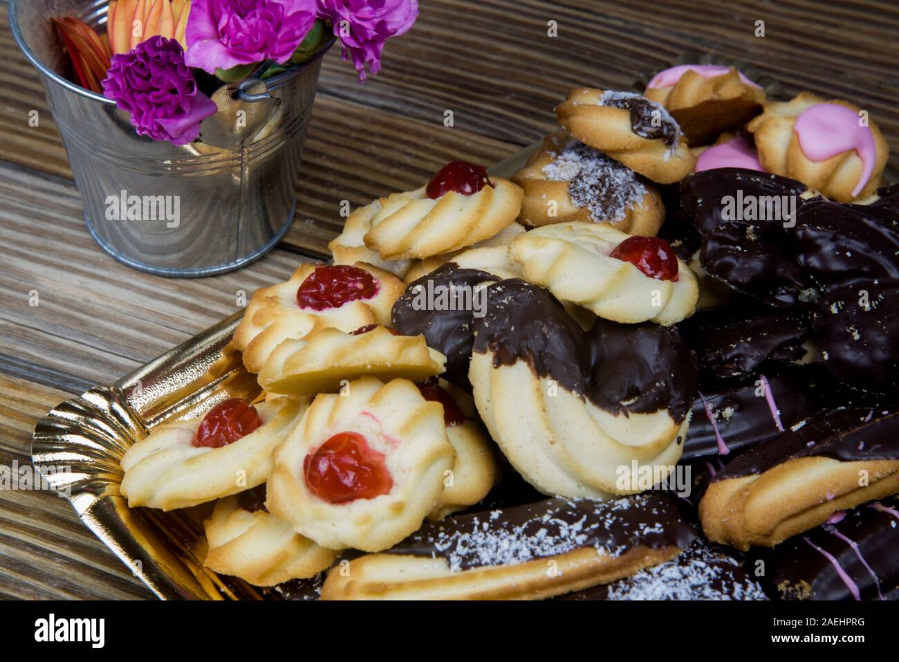 tea pastes on a wooden table Stock Photo