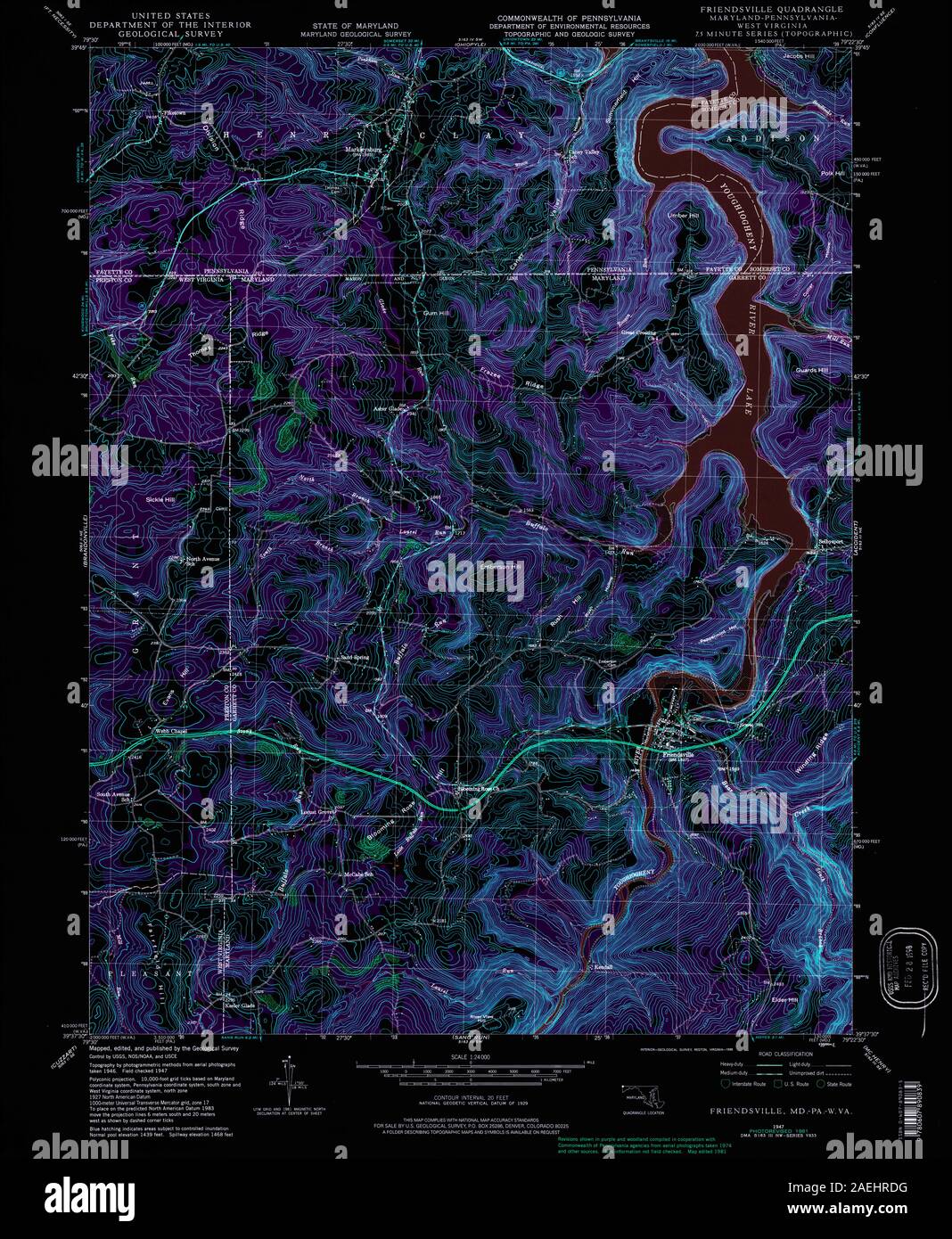 MD Friendsville 256335 1947 24000 Inverted Stock Photo Alamy