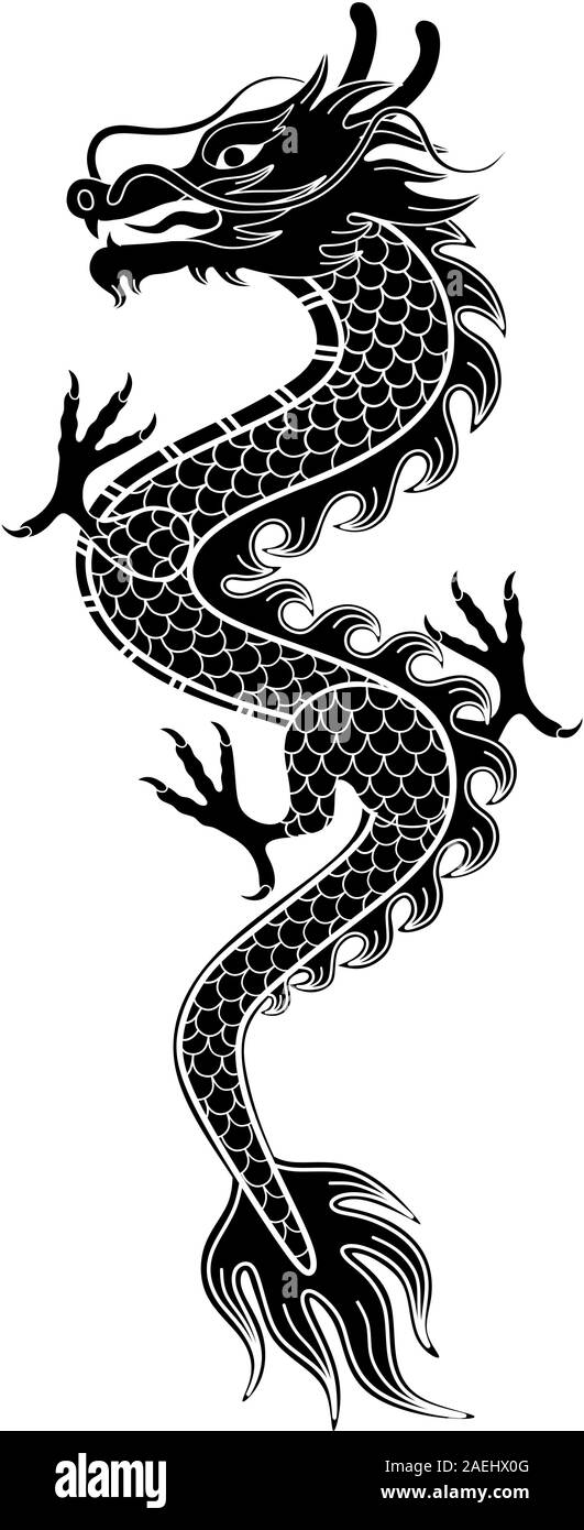 isolated traditional Chinese dragon illustration Stock Vector