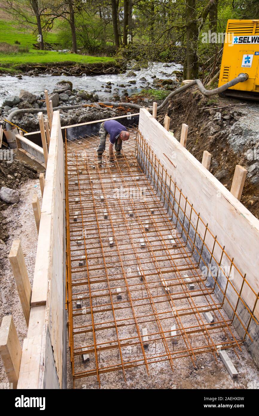 Construction work on the Scandale Beck hydro scheme above, Ambleside in the Lake district, UK. The scheme is operated by Ellergreen and whn finished w Stock Photo