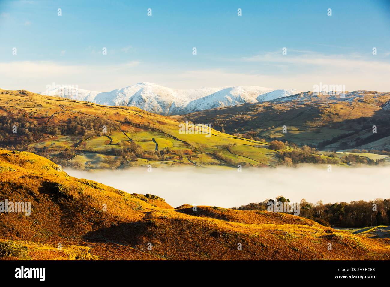 Looking towards the Kentmere fells from Loughrigg above valley mist