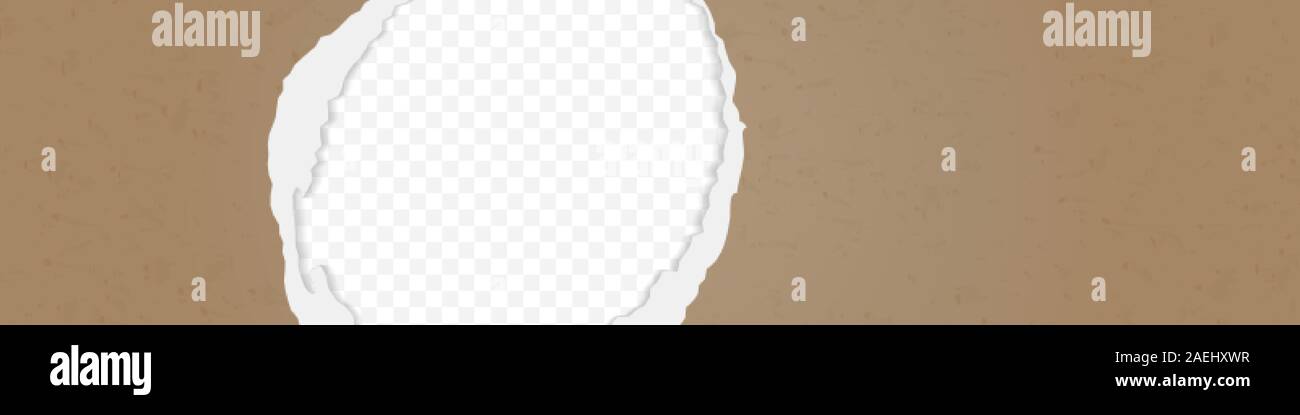 A hole in the ripped recycled paper background. Cardboard or paperboard ...