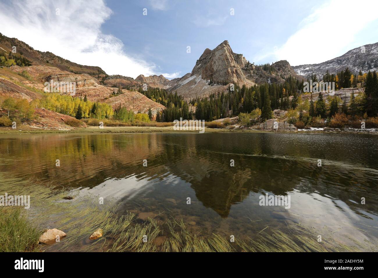 Lake Blanche in fall, Big Cottonwood Canyon, Utah Stock Photo