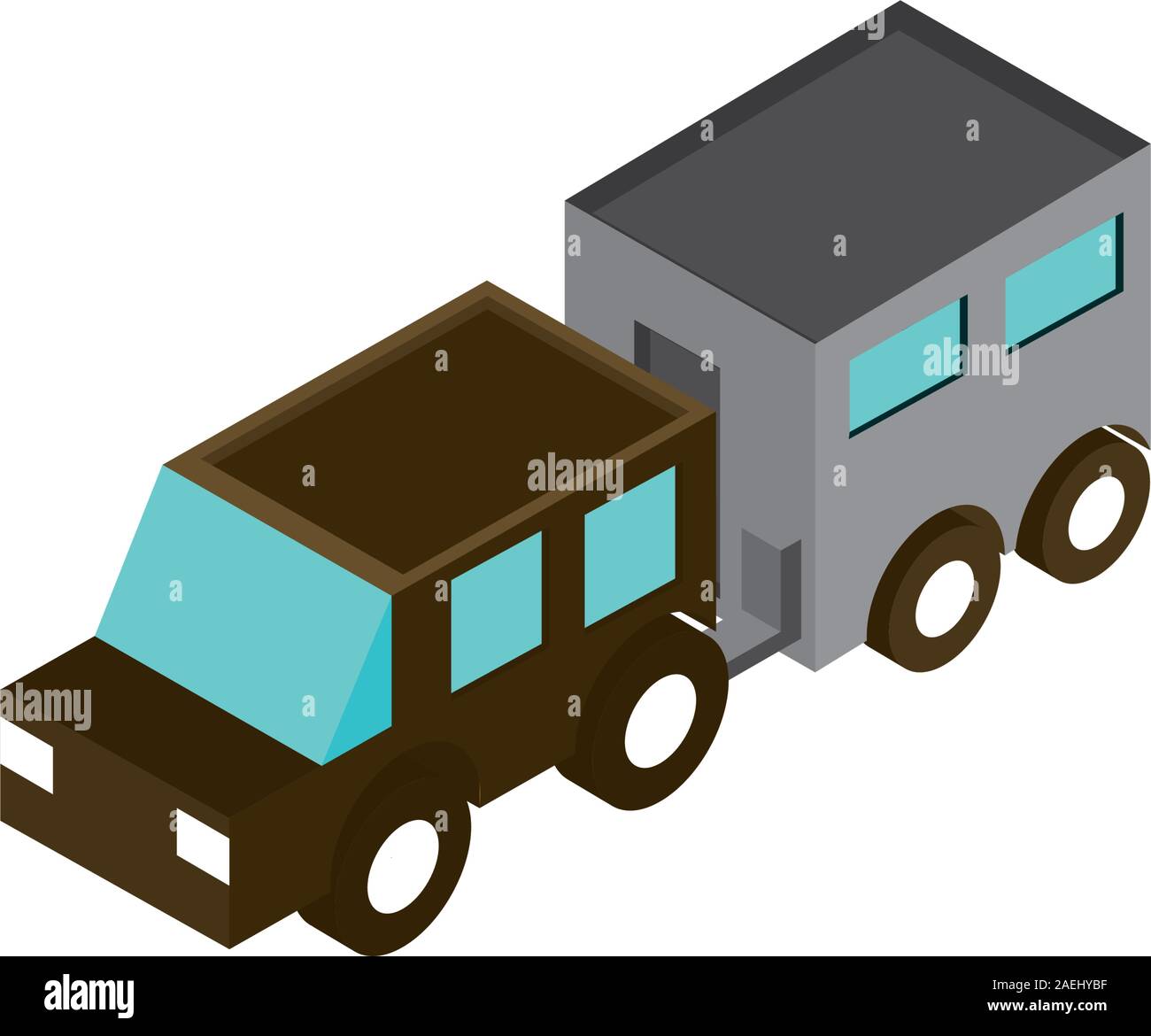 suv with trailer transport vehicle isometric icon vector illustration ...