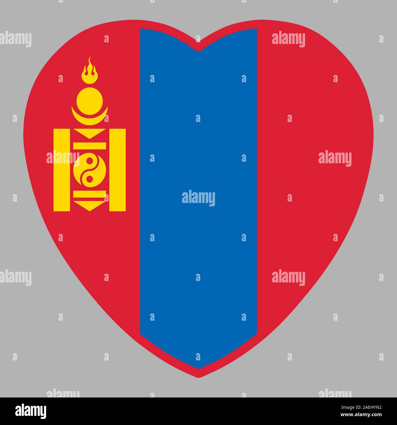 Mongolia Flag In Heart Shape Vector illustration Eps 10. Stock Vector
