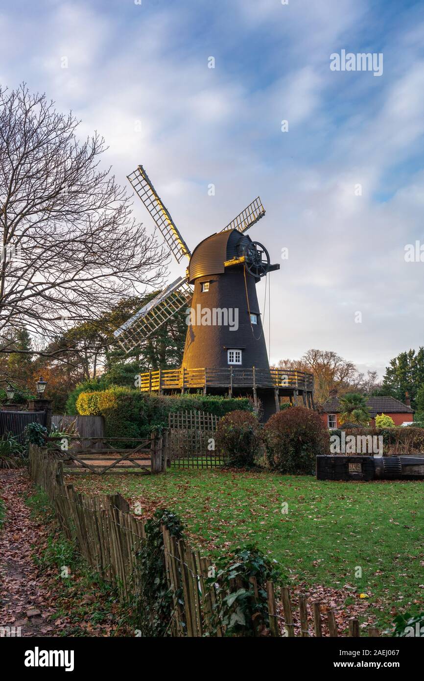 Bursledon historic windmill - Hampshire's only working windmill built in the 19th century, Bursledon, Southampton, Hampshire, England, UK Stock Photo