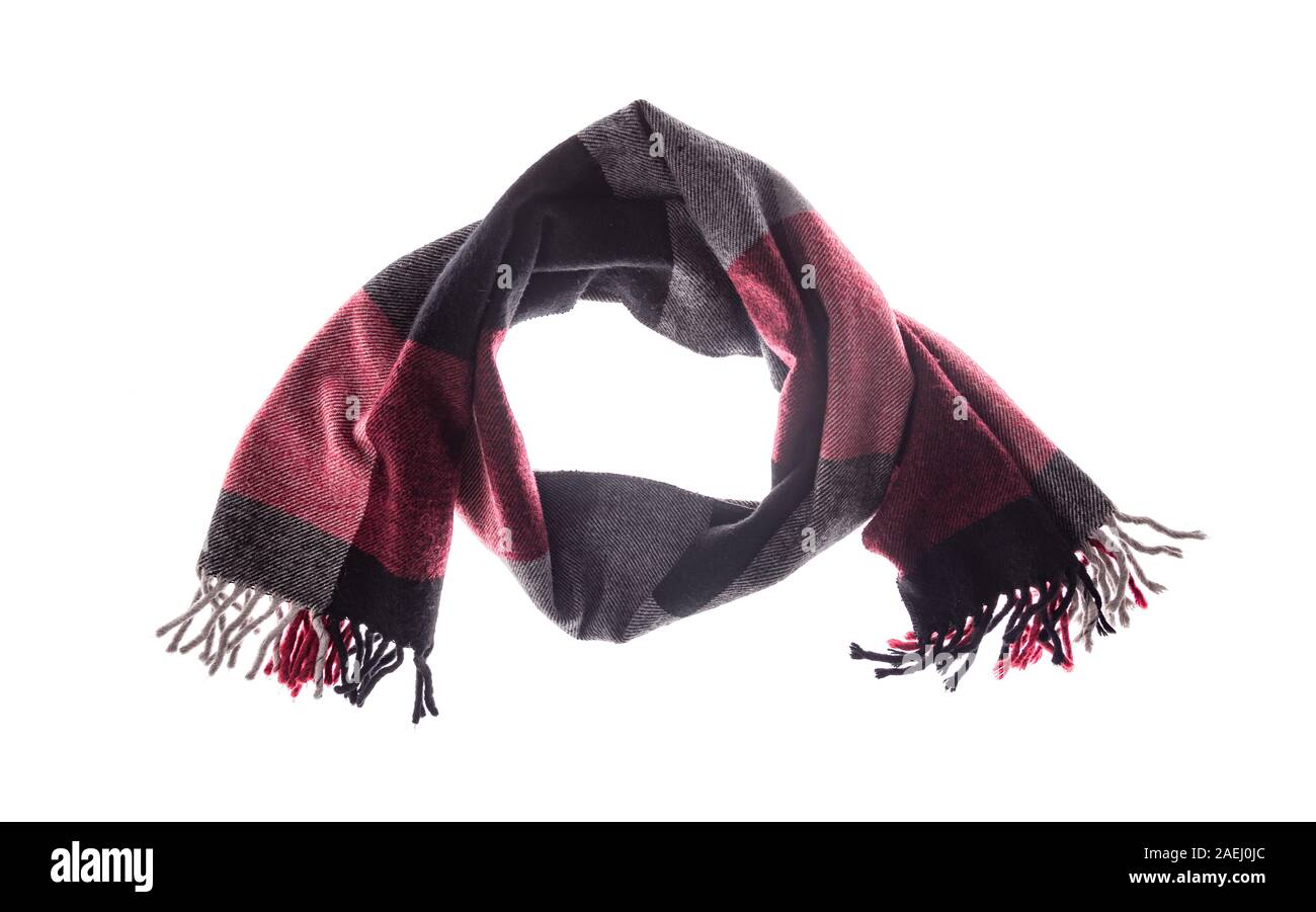 Winter classic scarf on a white background. Stock Photo