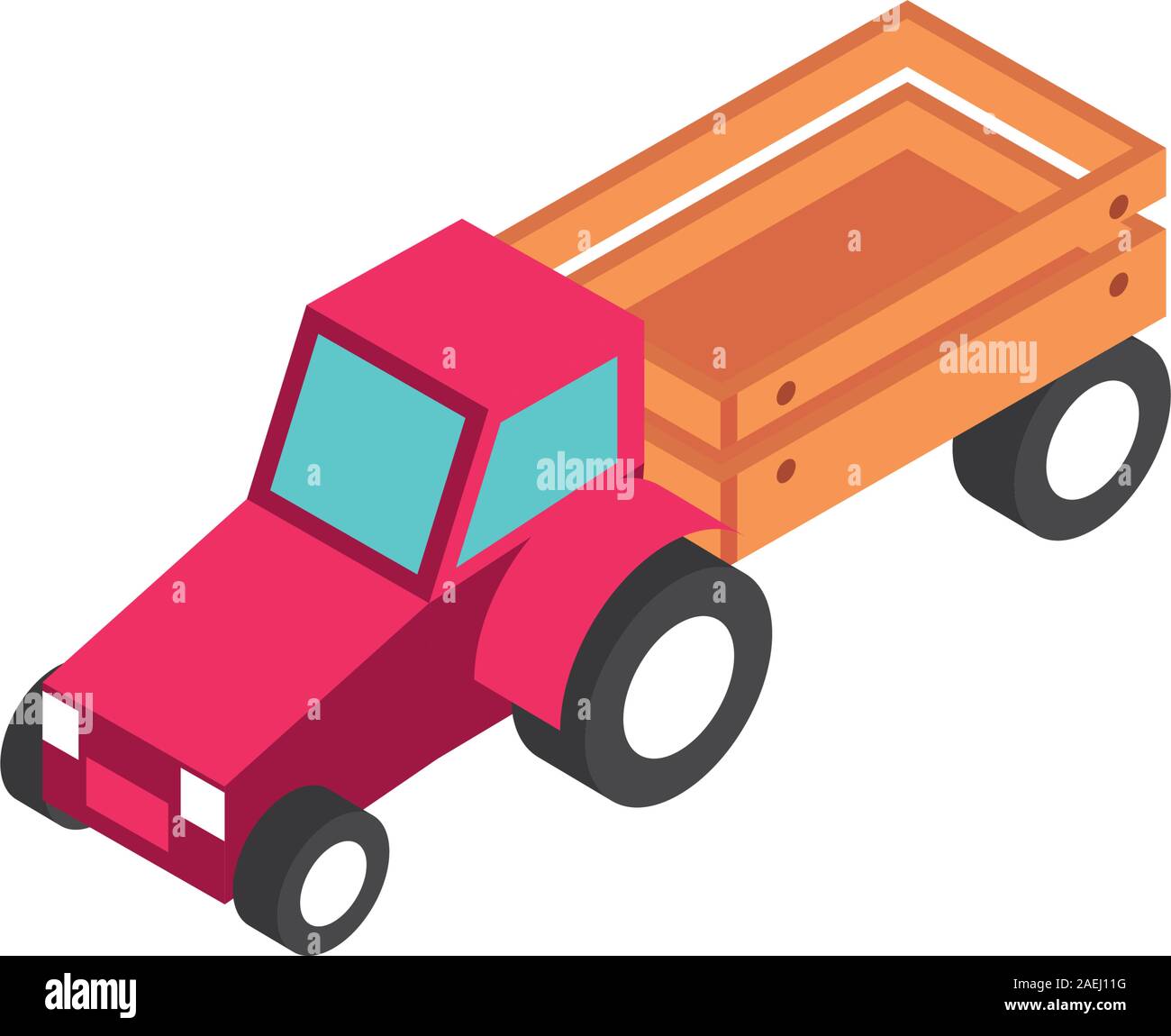 farm tractor with trailer transport rural isometric icon vector ...