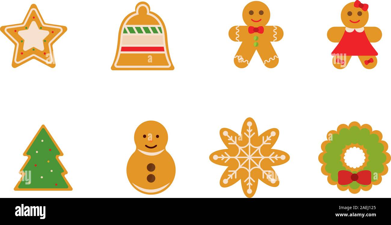 Set of gingerbreads icon Stock Vector
