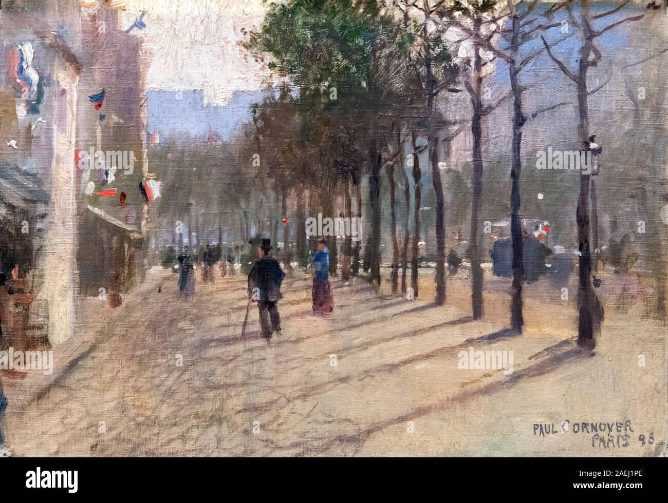 Paris Street Scene by Paul Cornoyer (1864-1923) oil on canvas board, 1898 Stock Photo