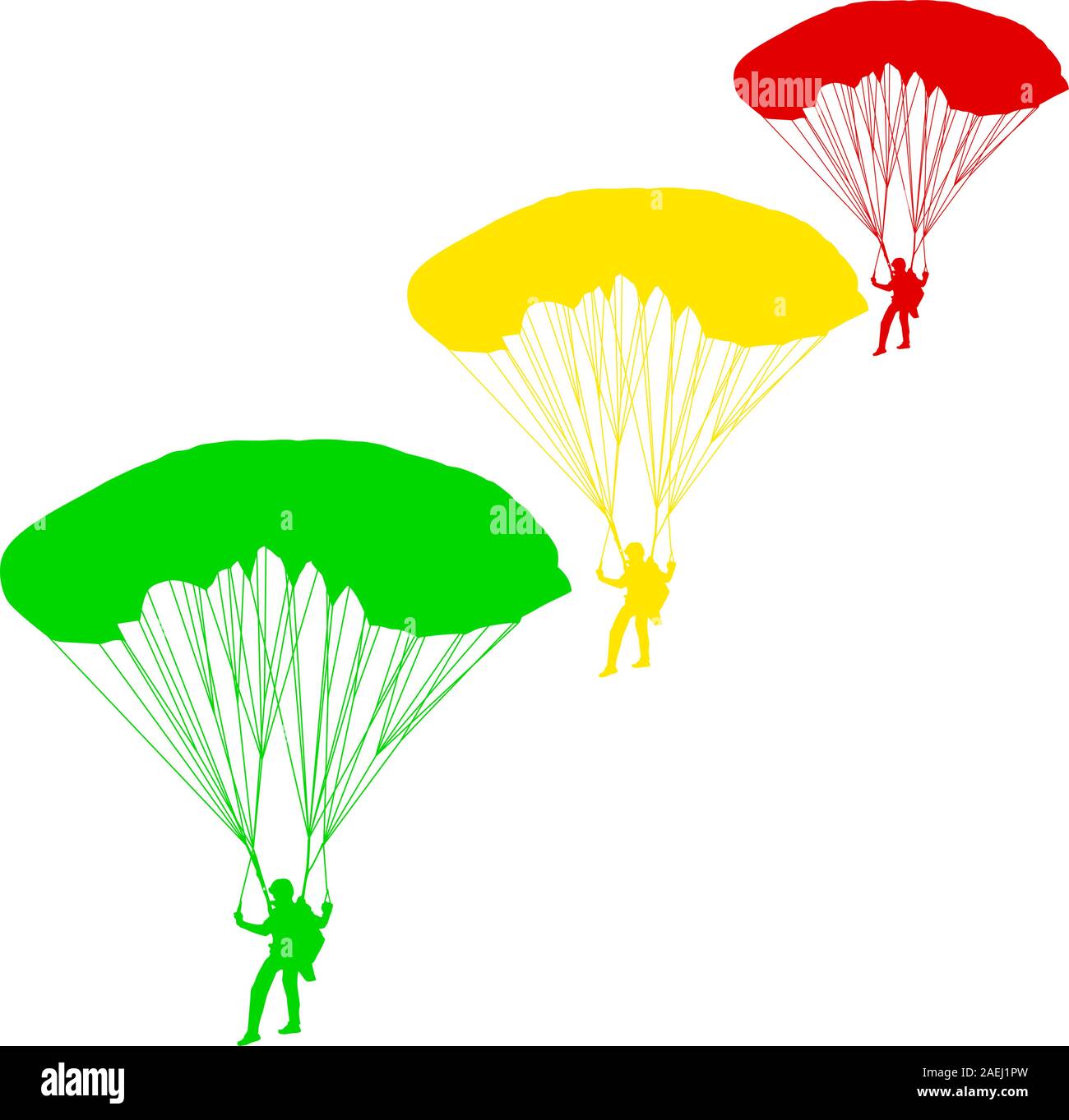 Skydiver, silhouettes parachuting vector illustration Stock Vector ...