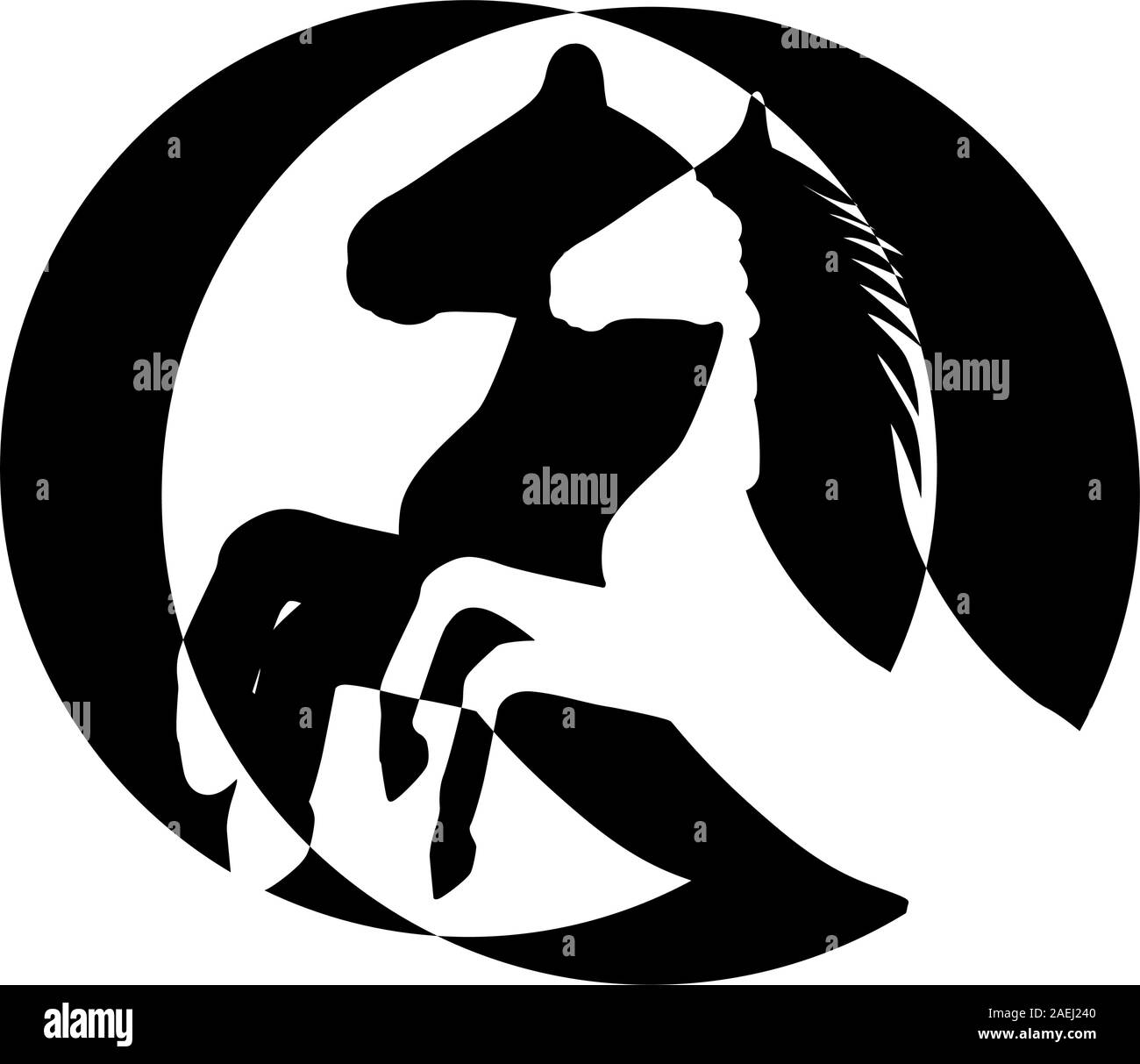 rearing up horse  vector silhouette Stock Vector