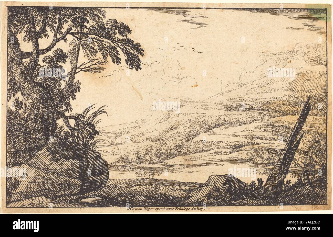 Laurent de La Hyre, Mountainous Landscape, 1640 Mountainous Landscape; 1640date Stock Photo