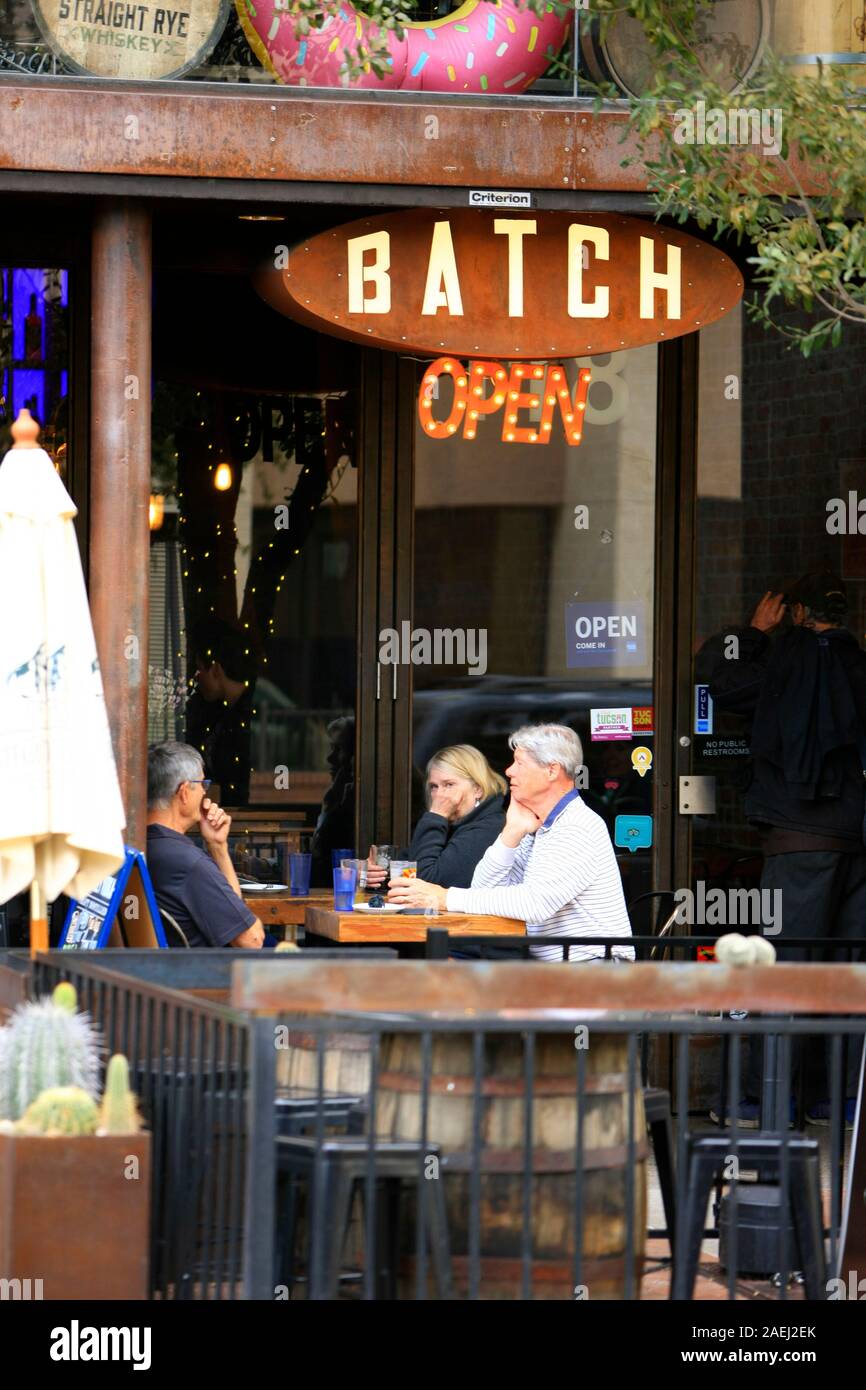 People outside the Batch whiskey bar and grill in E Congress Street in downtown Tucson AZ Stock Photo