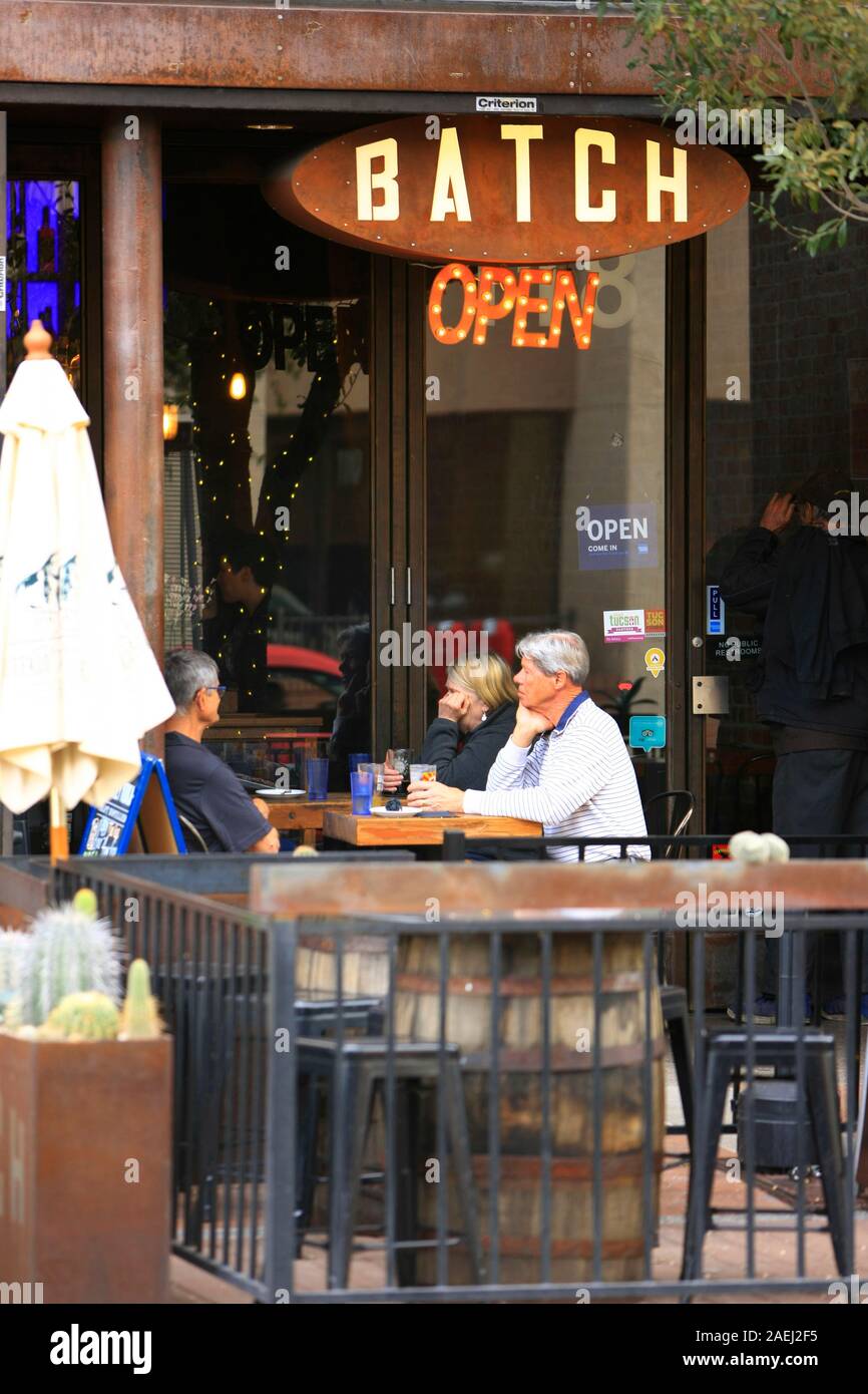 People outside the Batch whiskey bar and grill in E Congress Street in downtown Tucson AZ Stock Photo