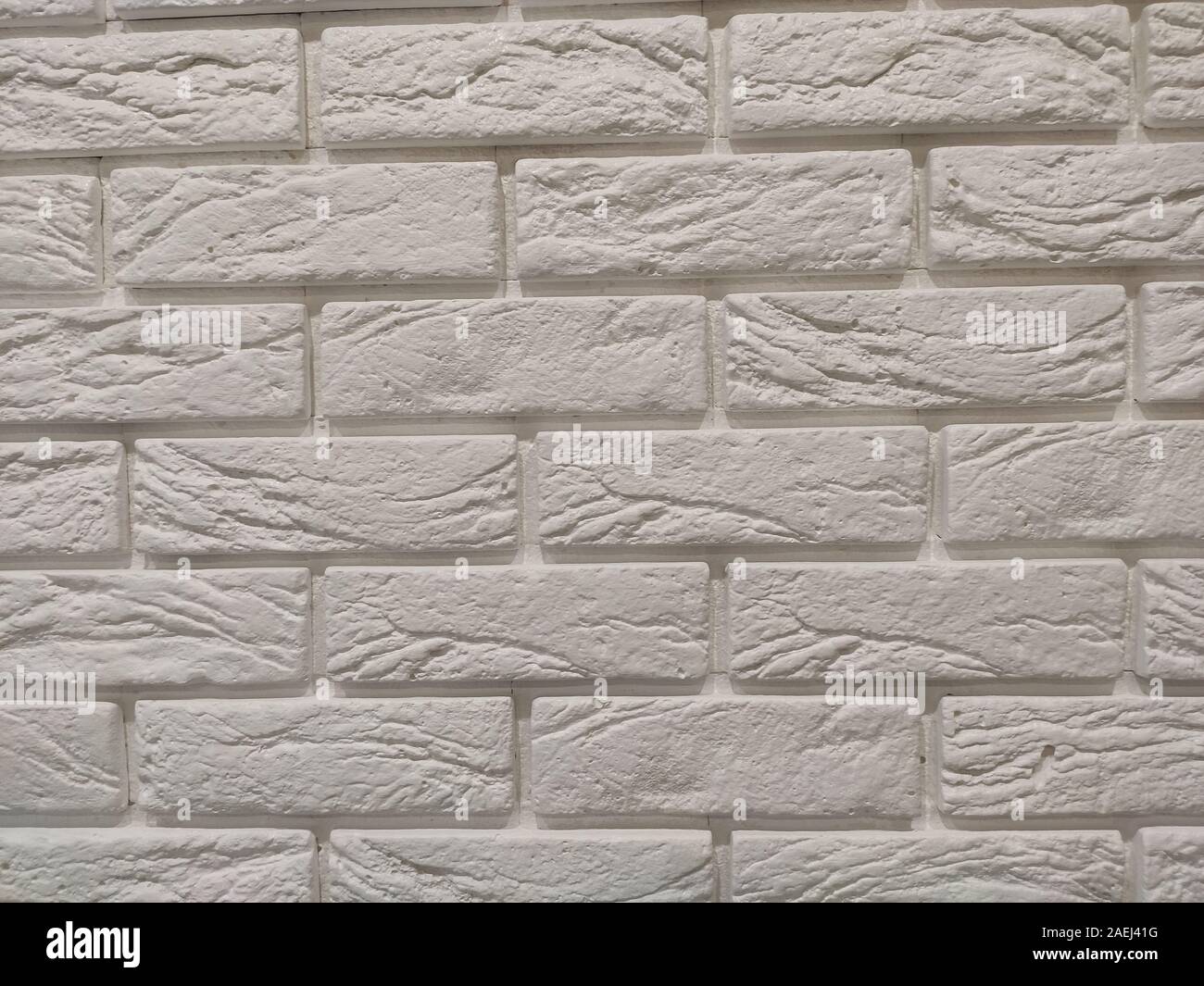 White Rustic Texture. Retro Whitewashed Old Brick Wall Surface. Vintage Structure. Stock Photo
