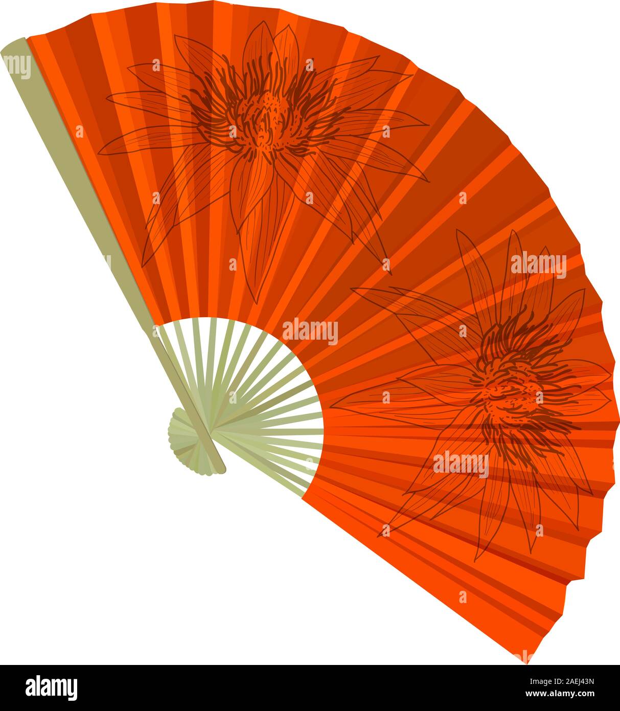 traditional Folding Fans with a flower. Vector illustration Stock