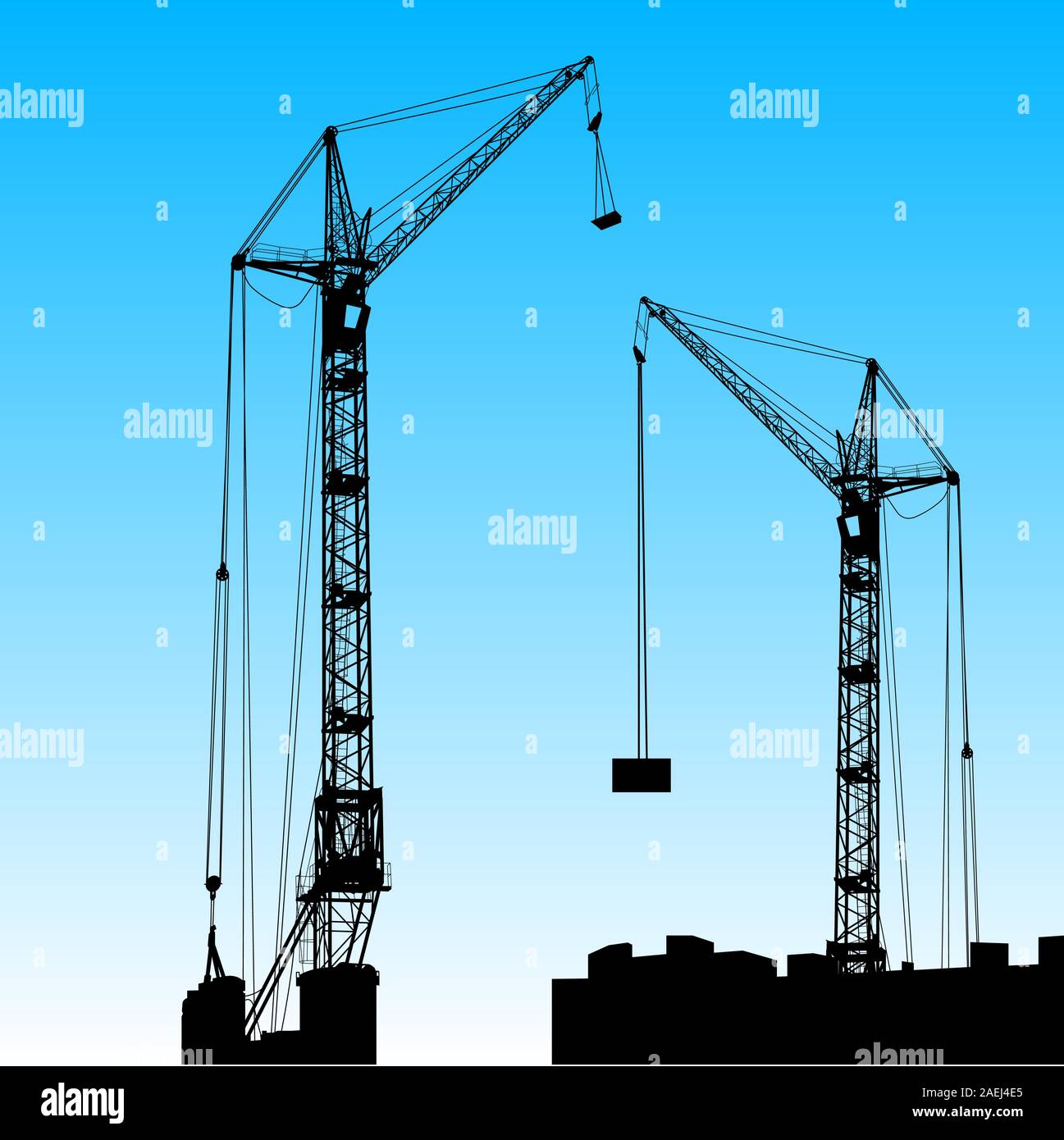 Crane and two buildings Stock Vector Images - Alamy