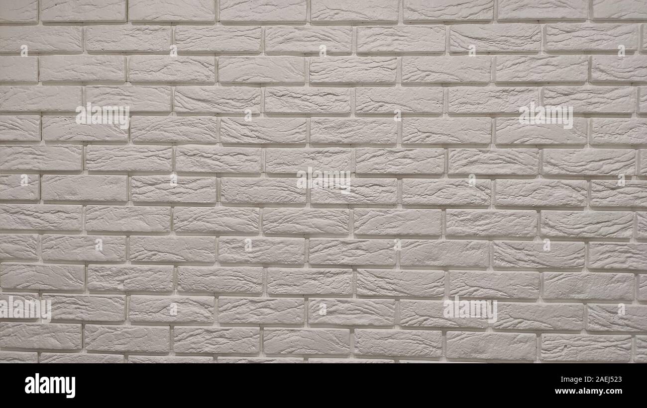 brick wall painted white pattern for beautiful background. Stock Photo