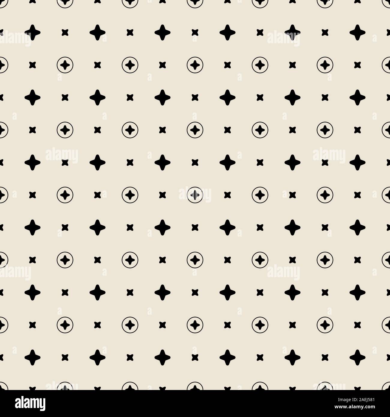 Geometric star circle seamless pattern vector background. Black and chocolate white. Stock Vector