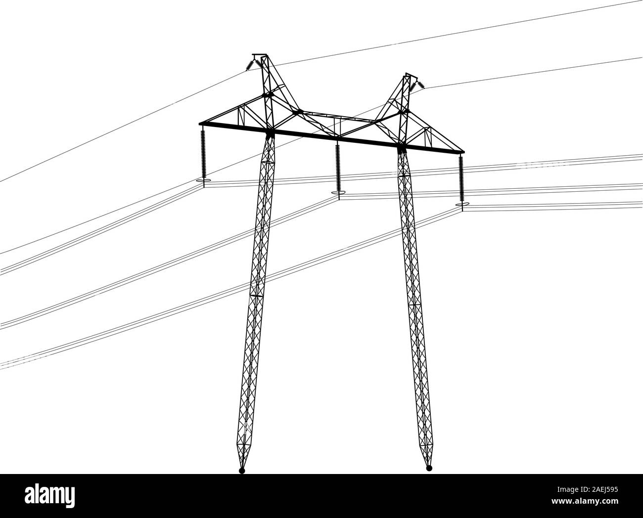 Silhouette of high voltage power lines. Vector illustration Stock Vector Image & Art Alamy