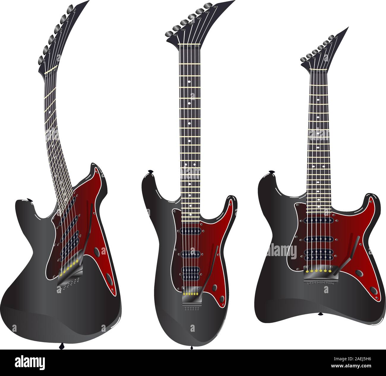 Black electric guitar on a white background Stock Vector Image & Art ...