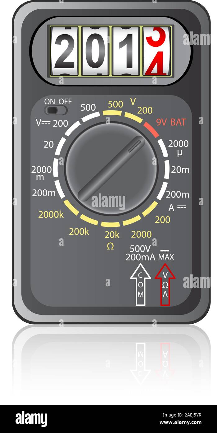 2014 New Year Multimeter  on a white background, vector. Stock Vector
